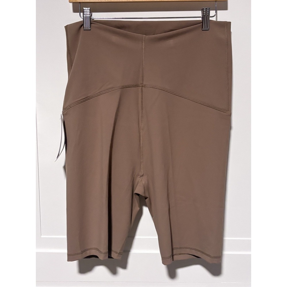 Ingrid & Isabel Maternity High Rise Over Belly Active Bike Shorts Taupe Size XL - Picture 2 of 5